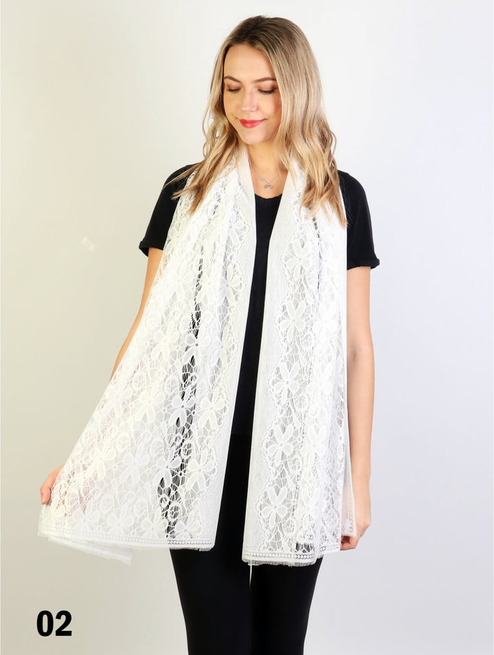 Flower Cut-Out Lace Design Scarf
