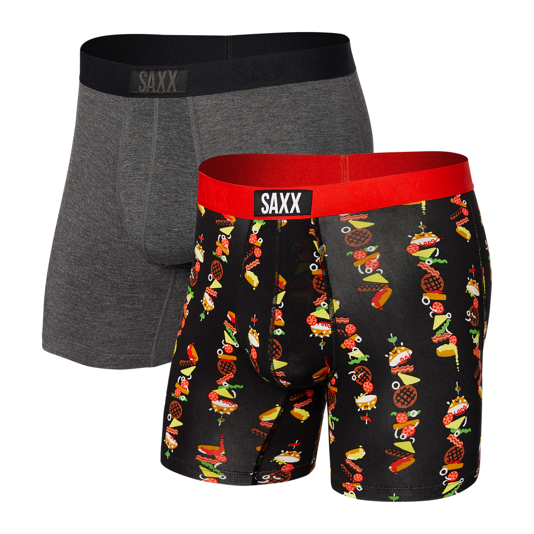 Saxx Vibe 2 Pack Boxer Brief - Stacked/Graphite Heather