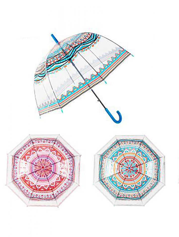 Matte Clear Abstract Pattern Automatic Umbrella