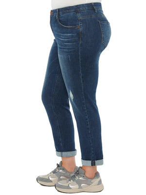 "Ab"solution Distressed Blue Girlfriend Plus Jeans