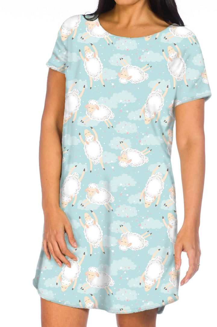 Ladies Short Sleeve Printed Night Shirt