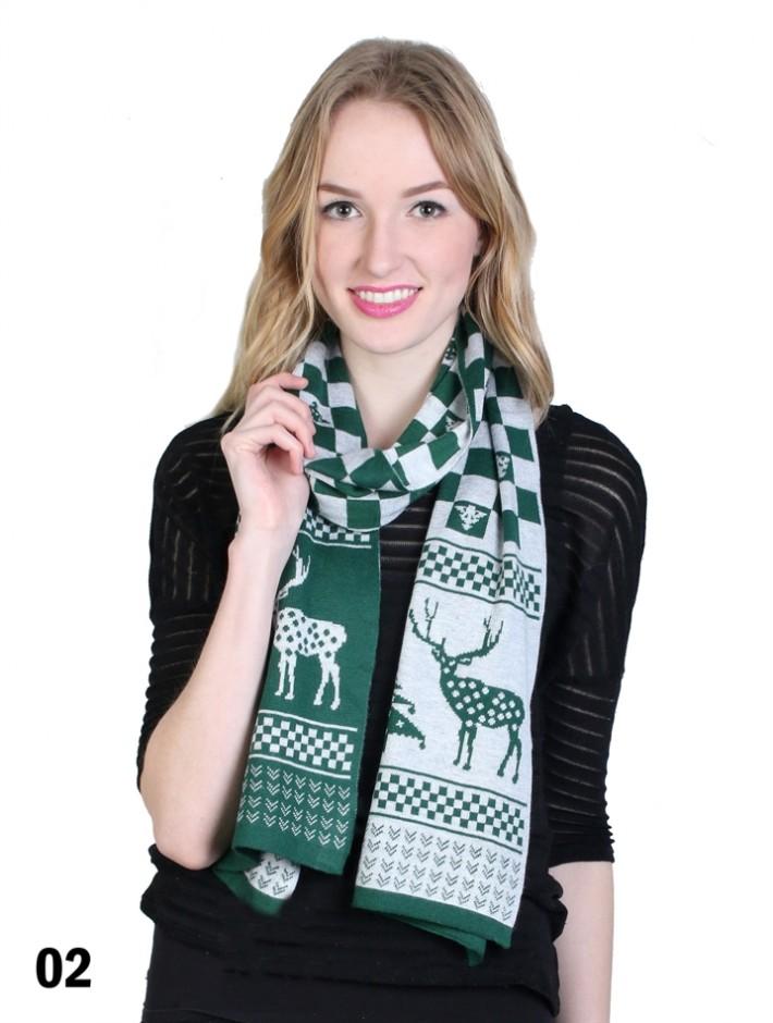 TWO TONE WITH MOOSE, PLAID SCARF