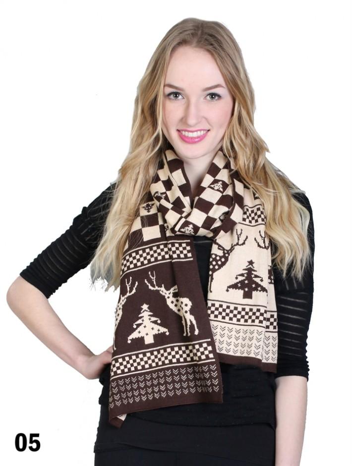 TWO TONE WITH MOOSE, PLAID SCARF