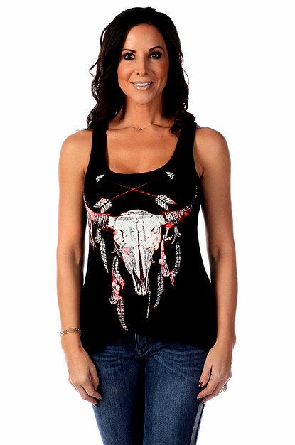 Tribal Skull Tank Top - Size Medium