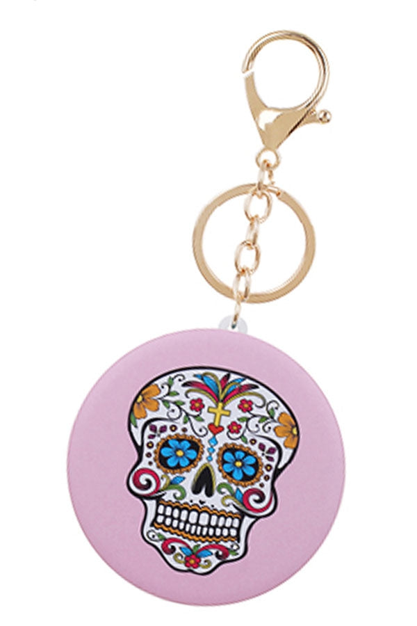 Sugar Skull Compact Mirror Keychain