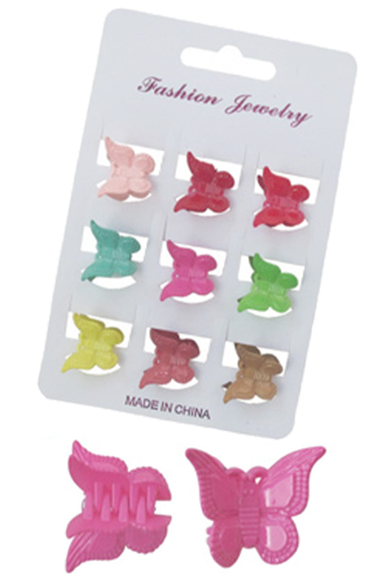 9 Pc Mini Butterfly Glossy Hair Claw