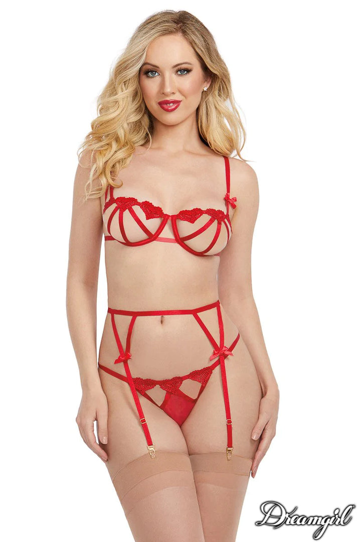 3Pc Strappy Heart Set - One Size