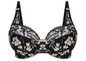 Flamenco Full Cup Bra- Black/Gold - Size E 34