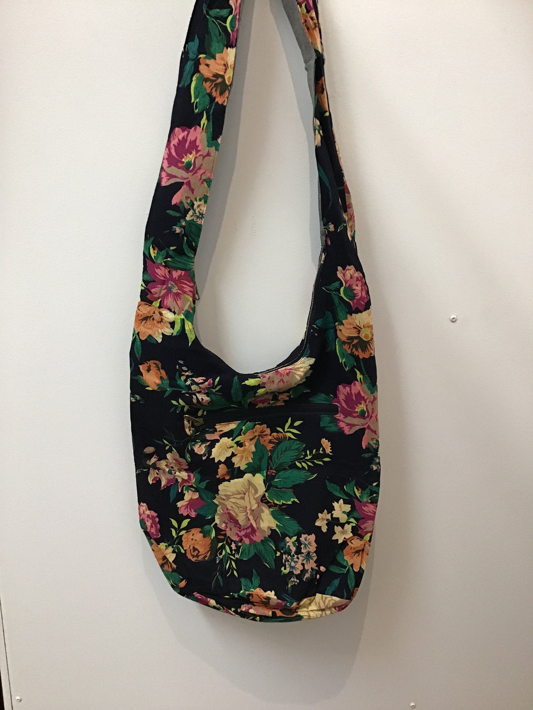 Navy Floral Hobo Bag / Purse