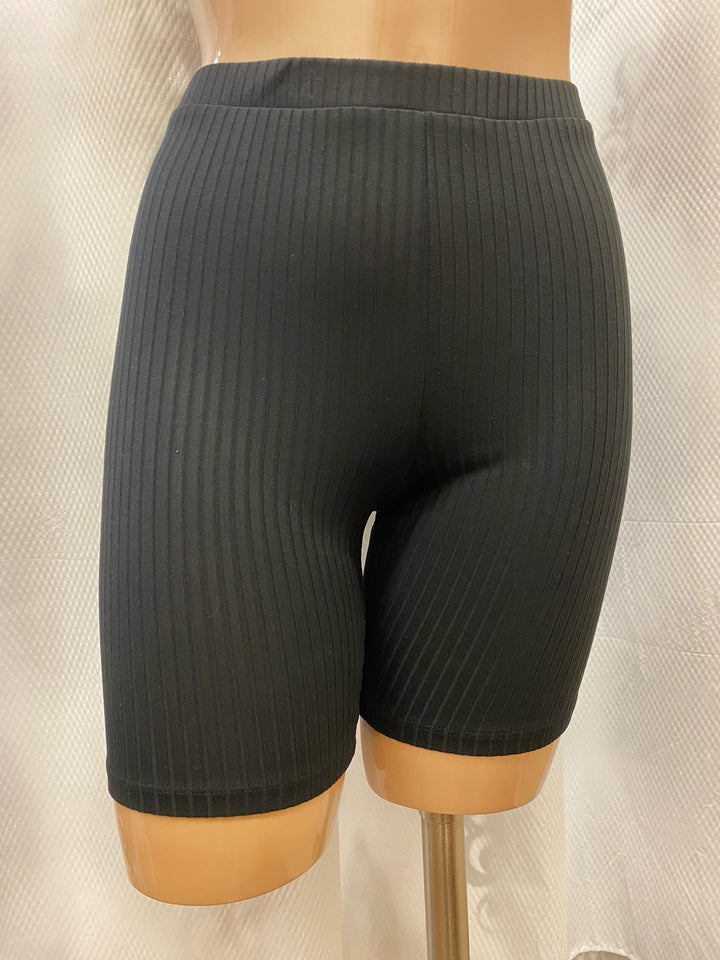 Rib Texco Biker Shorts - Black