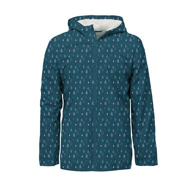 Sherpa-Lined Hooded Rain Jacket - Size Large