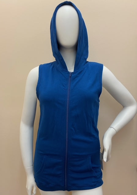 Solid Zip-Front Fleece Hooded  Vest