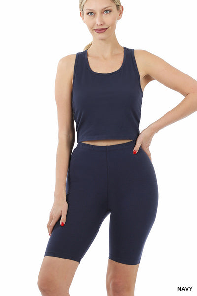 Cotton Tank Top and Biker Short Set