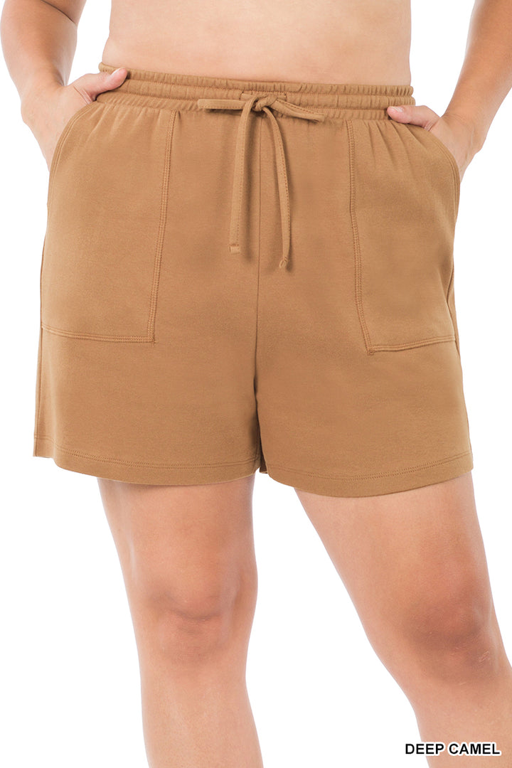 Cotton Drawstring Waist Shorts with Pockets