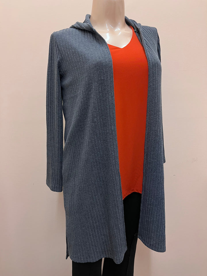 Soft Works Ribbed Hooded Cardigan - Size Medium