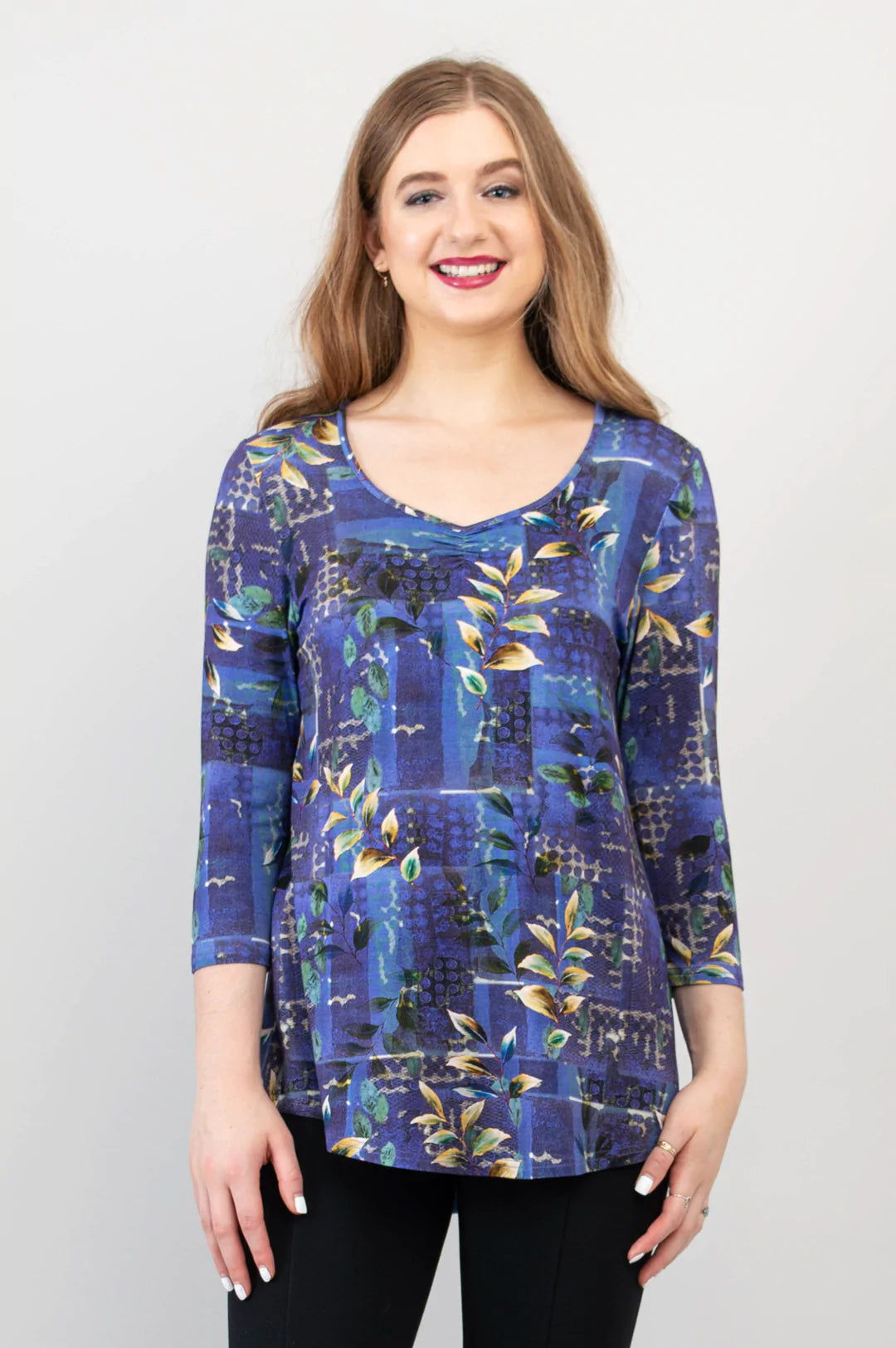 Franny Bamboo 3/4 Sleeve Top - Winter Beauty - Size Medium