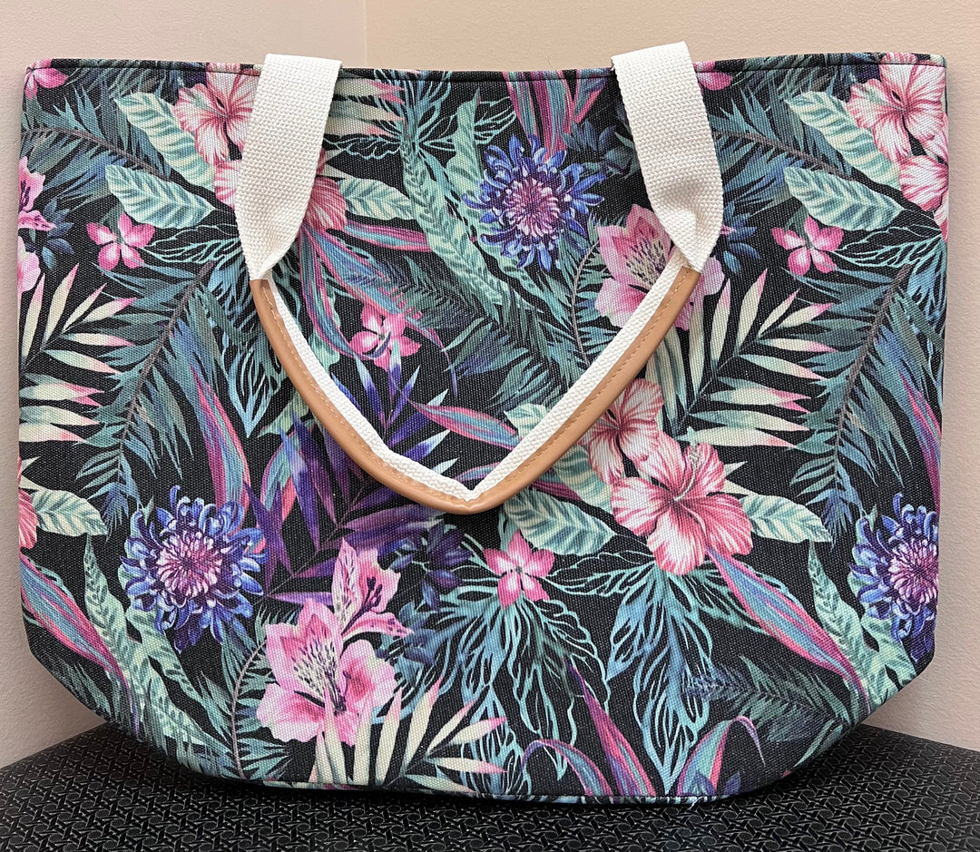 Printed Canvas Beach Bag