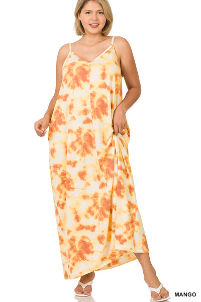 Soft Terry Tie Dye V-Neck Cami Maxi Dress