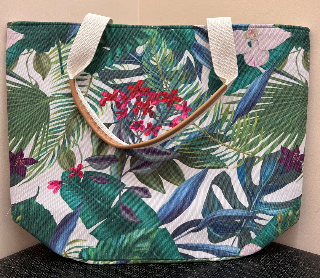 Printed Canvas Beach Bag