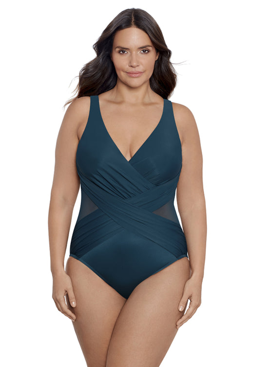 Miraclesuit Illusionists Crossover Swimsuit - Size 22