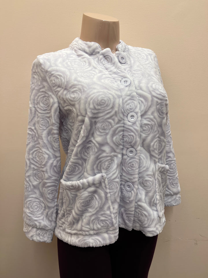 Rose Print Minky Bed Jacket - Size Large
