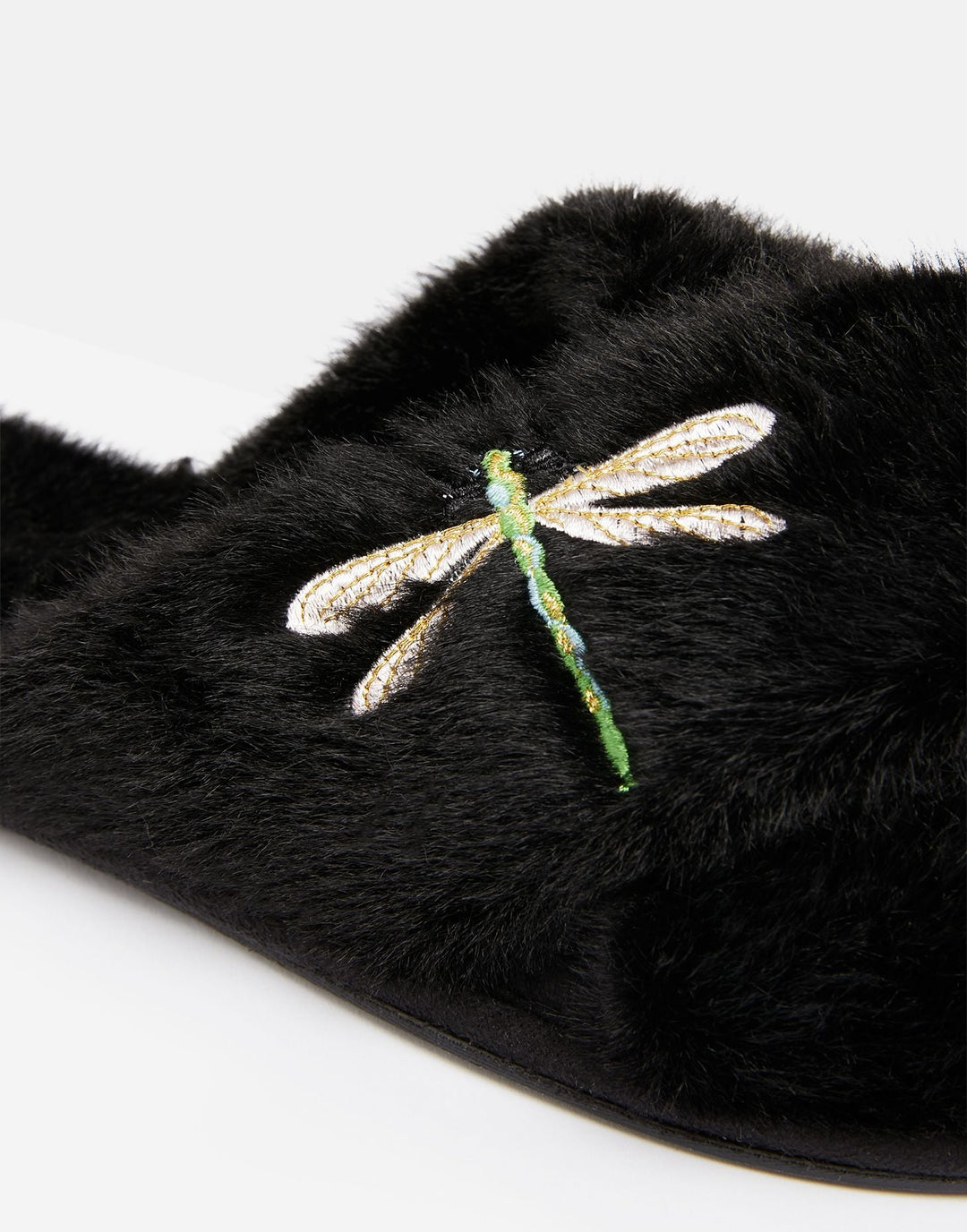 Joules Honey Faux Fur Slippers - Dragonfly