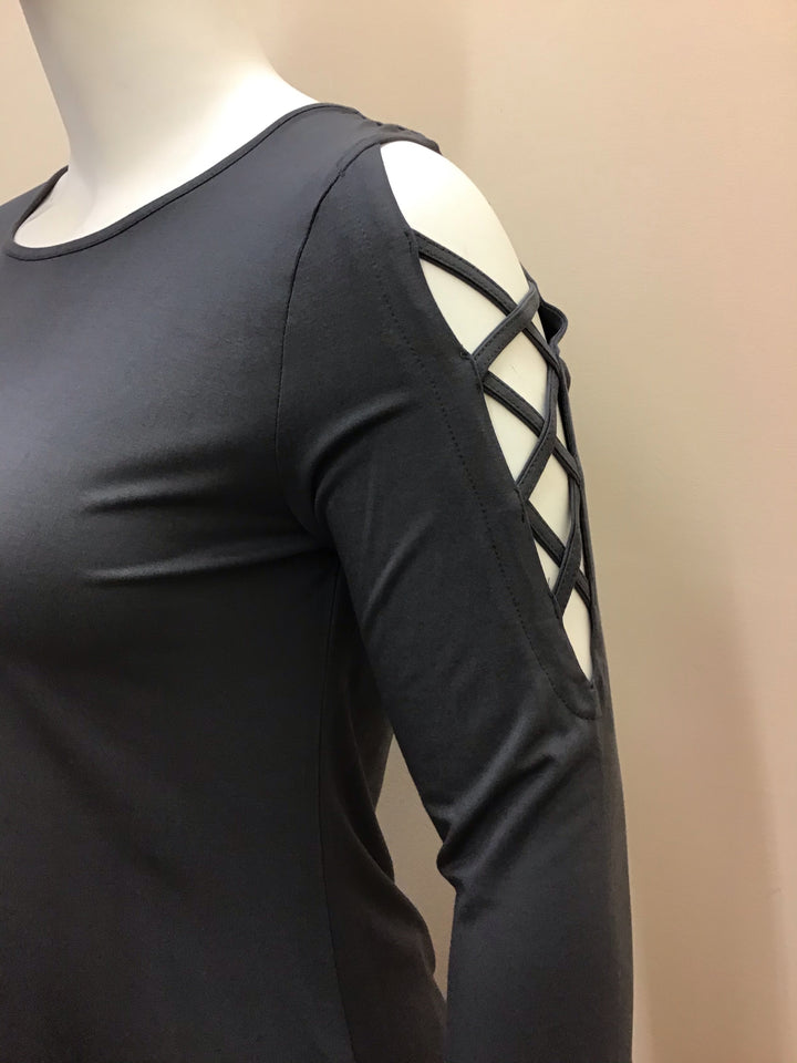 Bamboo Criss Cross Cold Shoulder Top