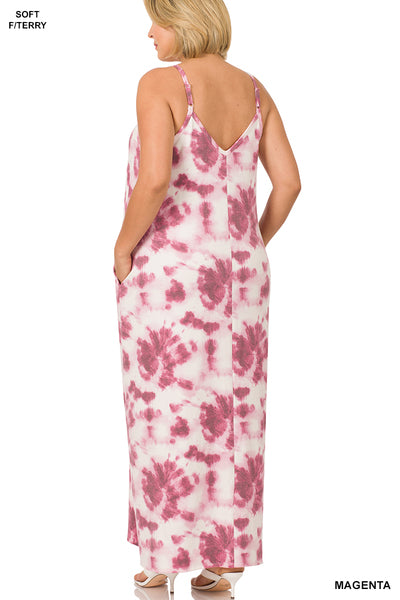 Soft Terry Tie Dye V-Neck Cami Maxi Dress
