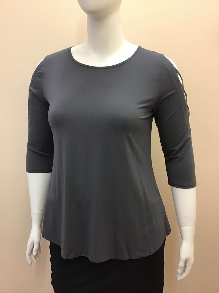 Bamboo Criss Cross Cold Shoulder Top