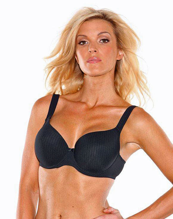 Fit Fully Yours Jacquard Stripe T-Shirt Bra - Black