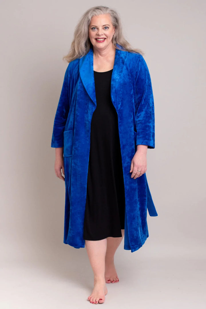 Bamboo Velvet Robe - Cobalt - Size Small/Medium