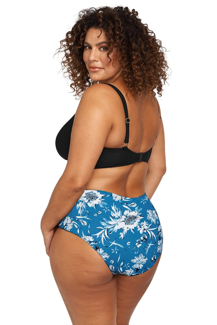 Fleur Du Champ Cerulean Monet  Mid Rise Swim Bottom