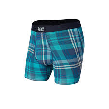 Saxx Ultra Boxer - Blue Free Fall Plaid - Size Small