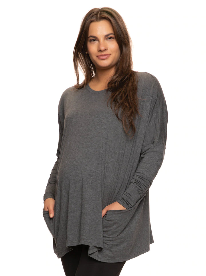 Modal Span Side Drape Maternity L/S Top