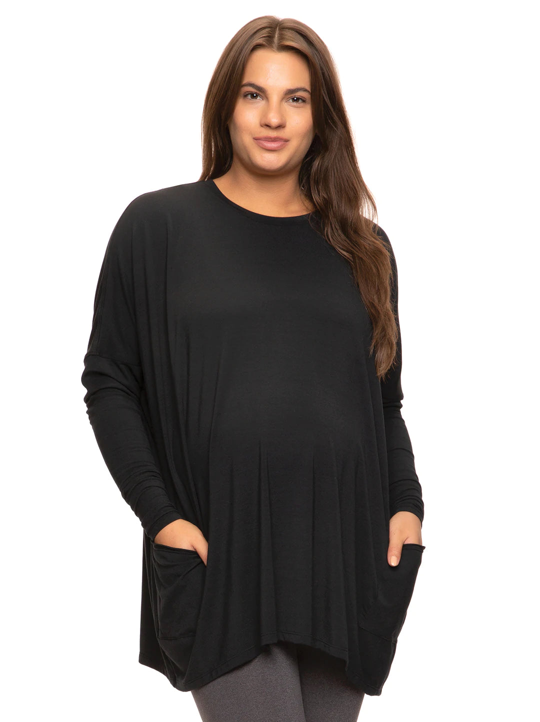 Modal Span Side Drape Maternity L/S Top