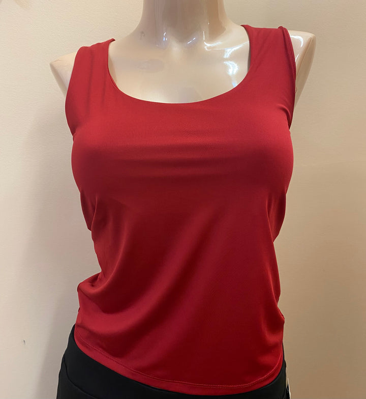 Yoga Tank Top with U Neckline - Red - X-Large
