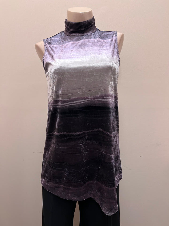Velvet Sleeveless Cowl Neck Tunic