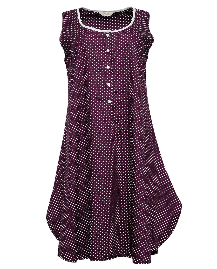 Lillian Lace -Trim Spot Print Swing Nightdress