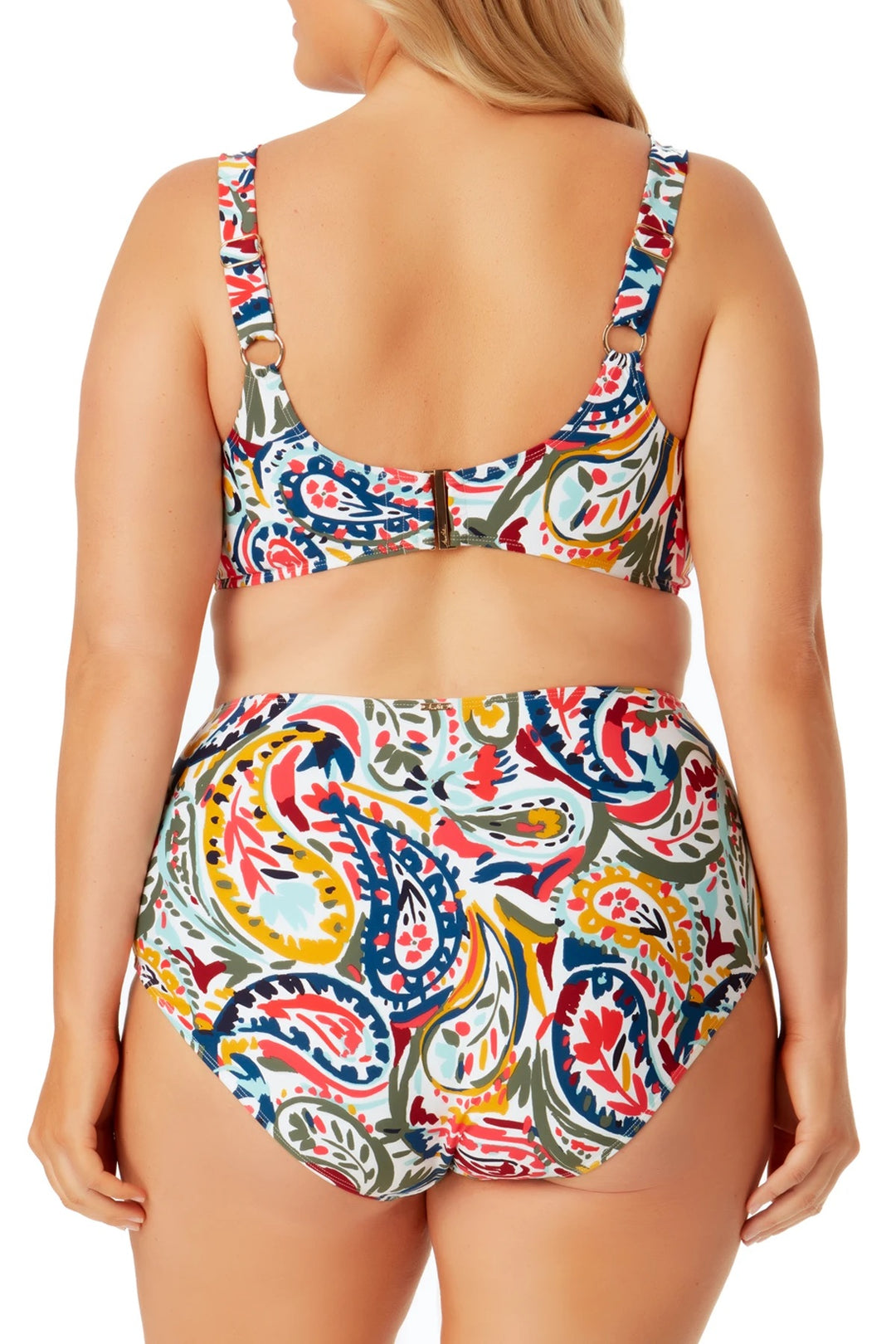 Watercolour Paisley Underwire Twist Front Bikini Swim Top
