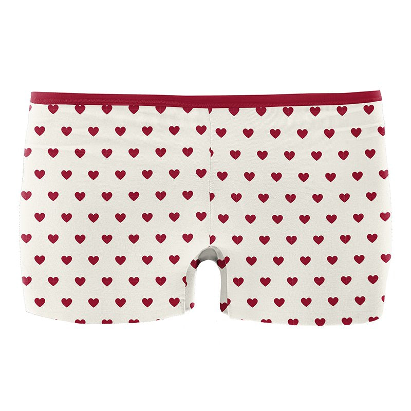 Women's Printed Boy Short Underwear - Natural Hearts - Size X-Large