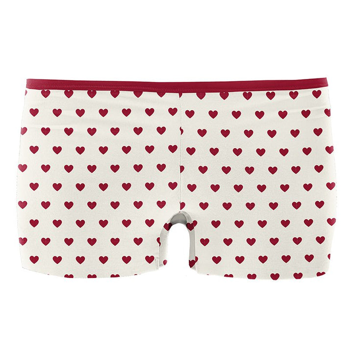Women's Printed Boy Short Underwear - Natural Hearts - Size X-Large