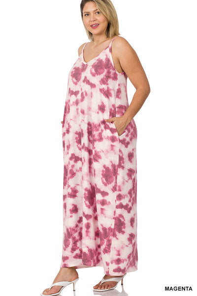Soft Terry Tie Dye V-Neck Cami Maxi Dress