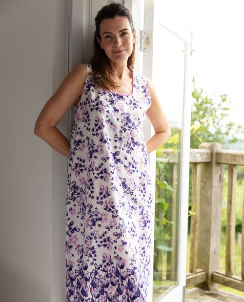 Vivien Border Floral Print Long Gown - Size 2 X