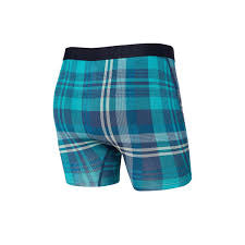 Saxx Ultra Boxer - Blue Free Fall Plaid - Size Small