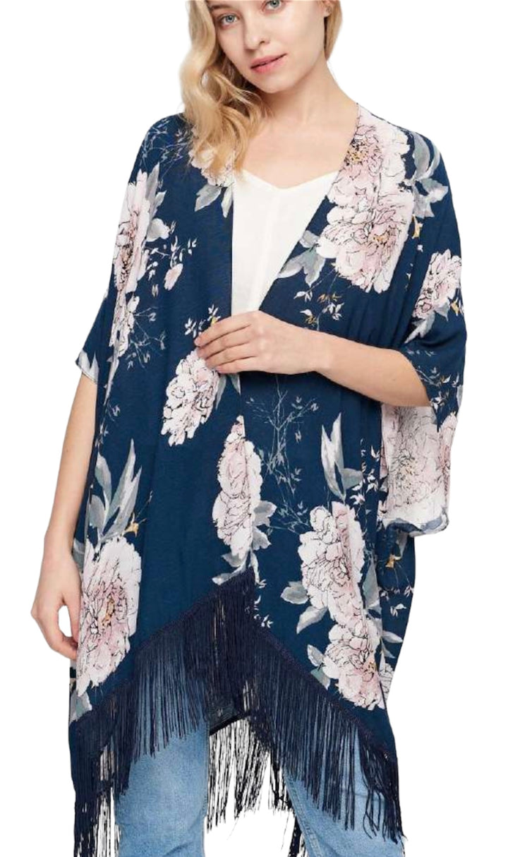 Tassle Fringe Floral Kimono