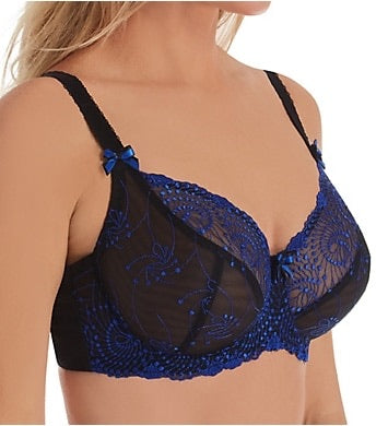 Nicole Lace Underwire Bra - Black / Cobalt