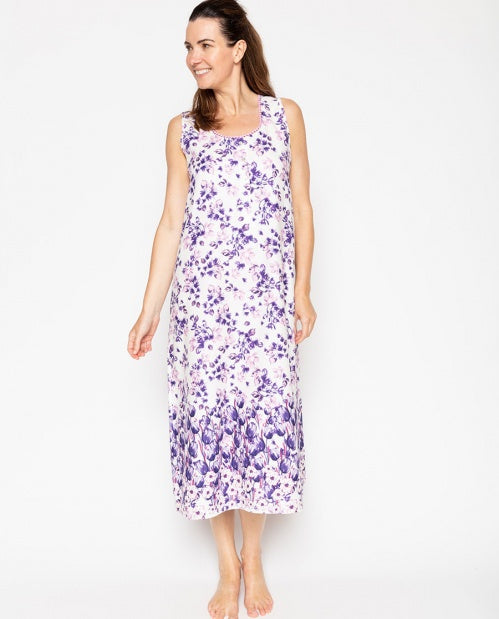 Vivien Border Floral Print Long Gown - Size 2 X