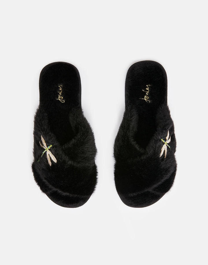 Joules Honey Faux Fur Slippers - Dragonfly