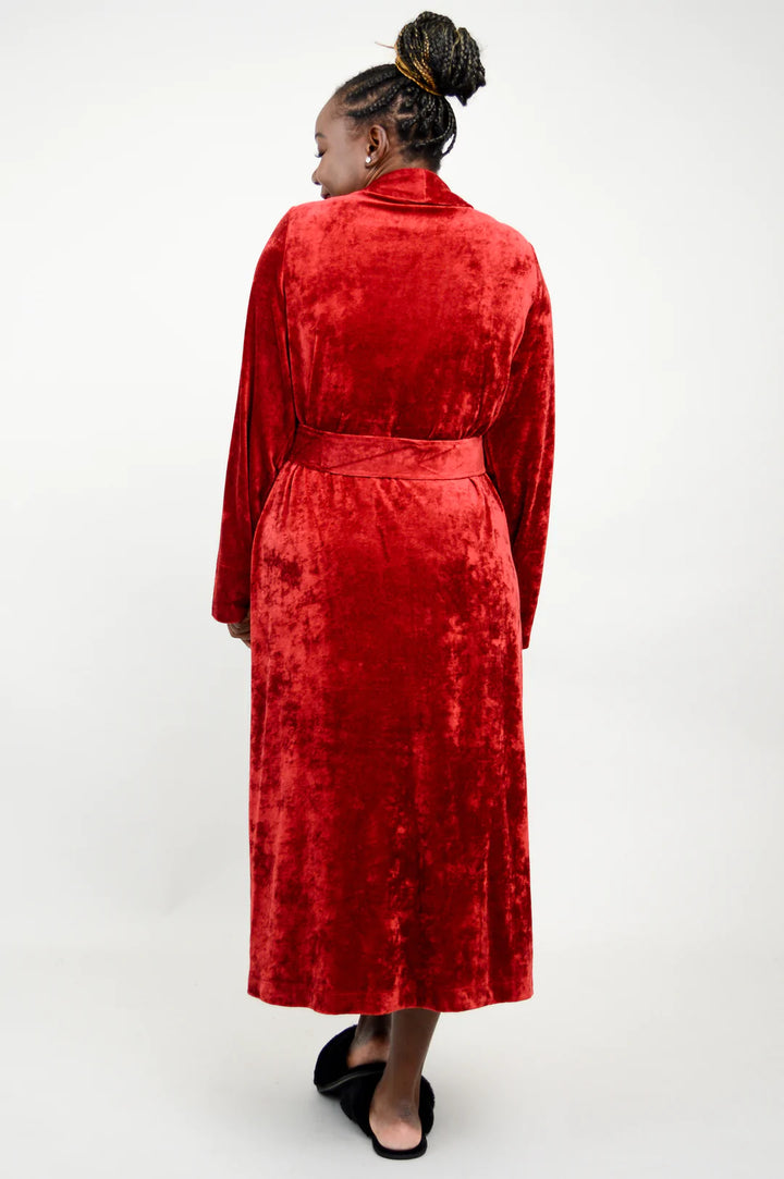 Bamboo Velvet Robe - Burgundy