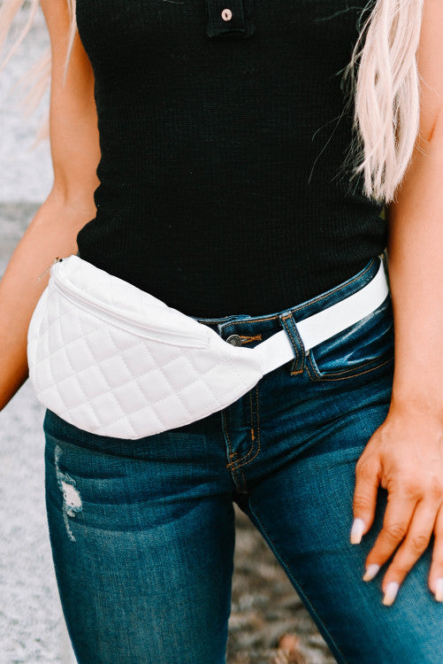 PU Leather Quilted Zipped Chest/ Fanny Bag